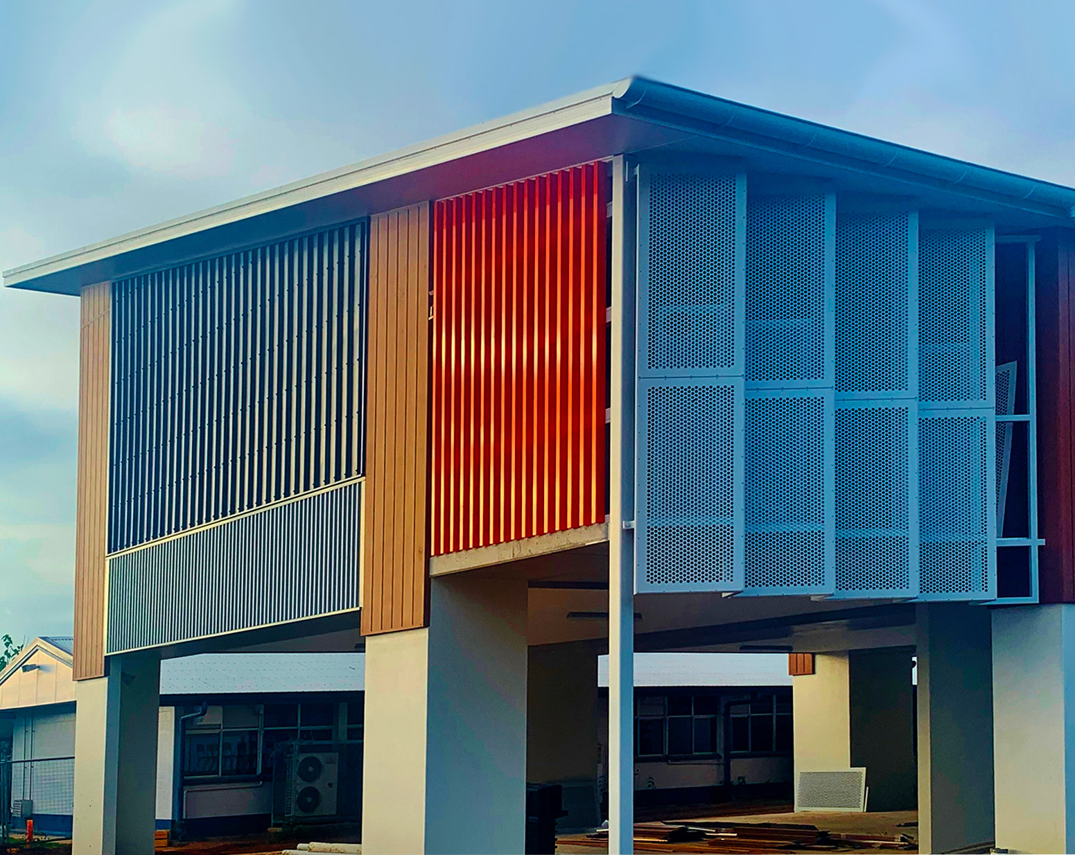 Roof and cladding detail on a modern building